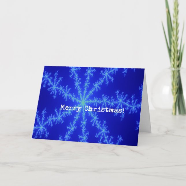Abstact Blue Snowflake, Merry Christmas! Holiday Card (Front)