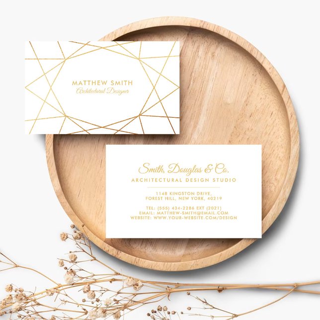 Abstact Geometric Gold Lines Modern Business Card (Creator Uploaded)