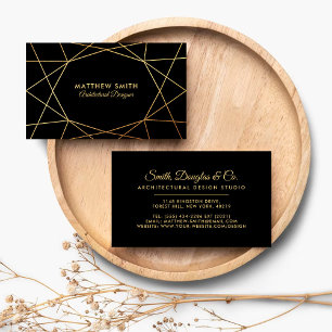 Abstact Geometric Gold Lines Modern Business Card