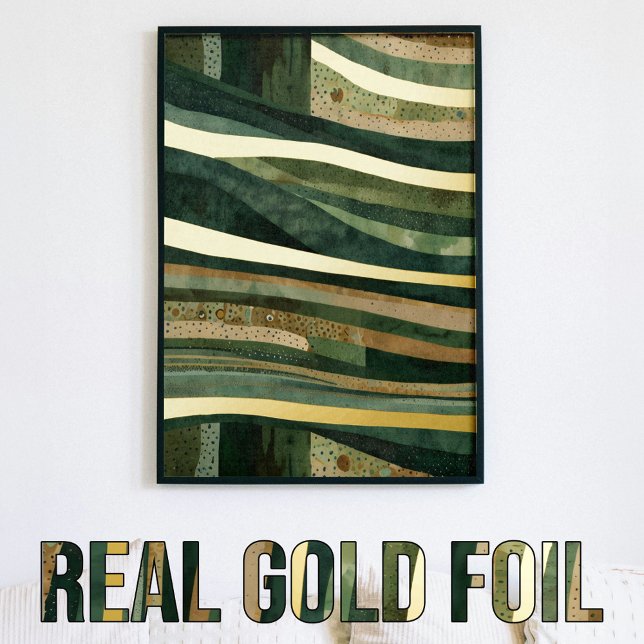 Abstact green sand gold lines waves foil prints (Creator Uploaded)