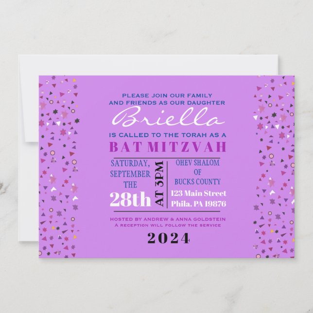 Abstact Tree of Life Bat Mitzvah Invitation Gold (Front)