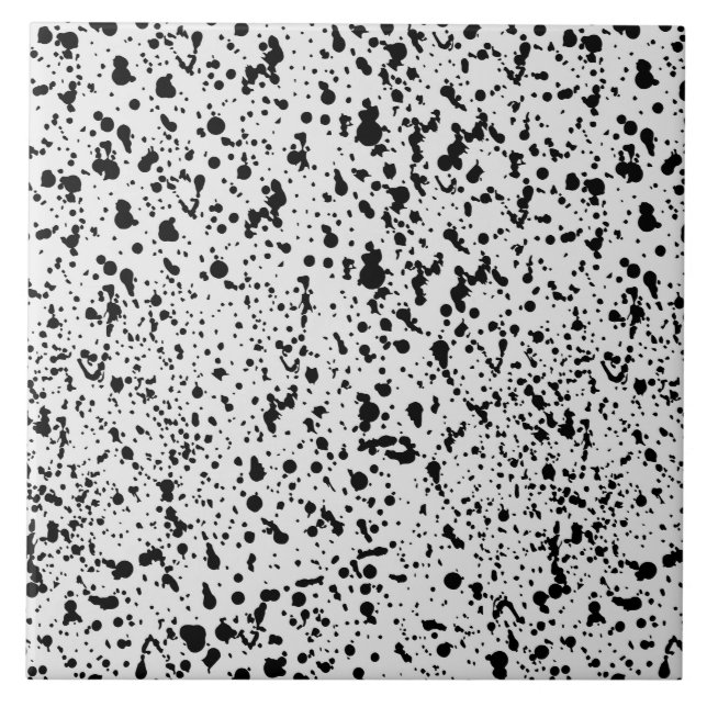 Abstrack Black and White Dots Polka Pattern Ceramic Tile (Front)