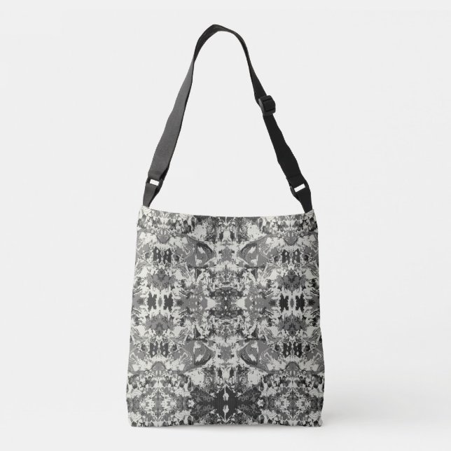Abstrack Black and White Exclusive Fashion Pattern Crossbody Bag (Back)