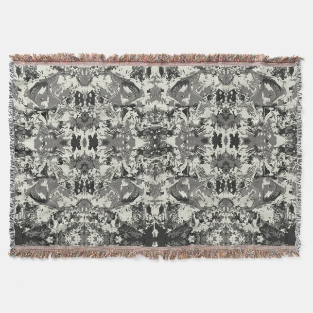 Abstrack Black Pattern Throw Blanket (Front)