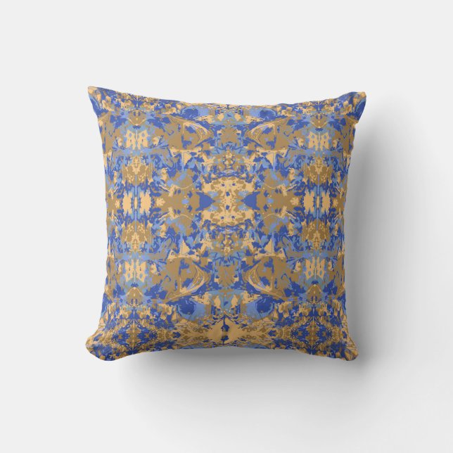Abstrack Blue Yellow Exclusive Pattern Cushion (Front)