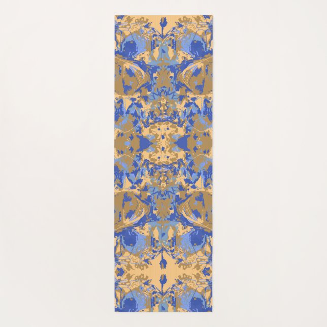 Abstrack Blue Yellow Exclusive Pattern Yoga Mat (Back)