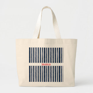 Abstrack navy Stripes Seamless  Large Tote Bag