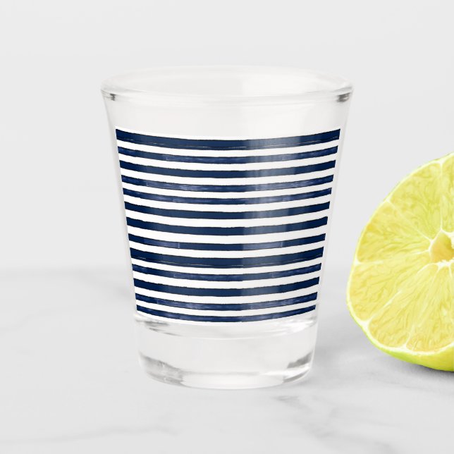 Abstrack navy Stripes Seamless  Shot Glass (Front)