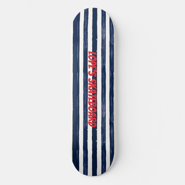Abstrack navy Stripes Seamless  Skateboard (Front)