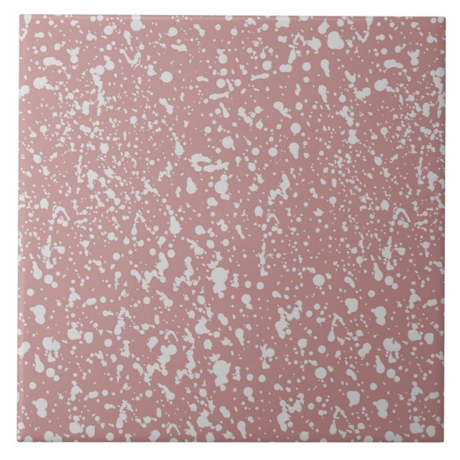 Abstrack Pink and White Dots Pattern Ceramic Tile (Front)
