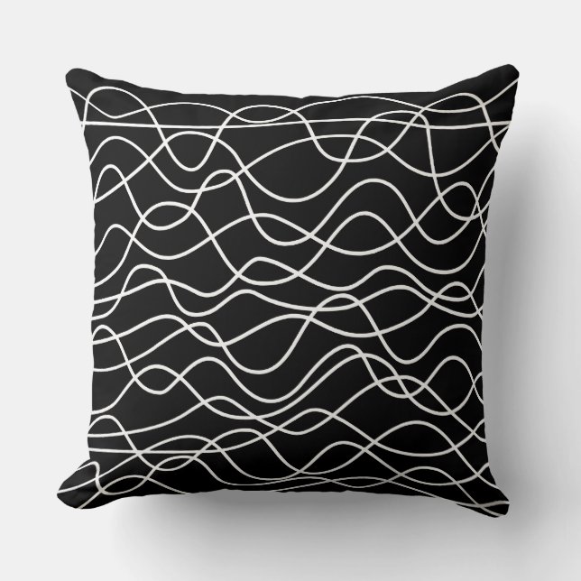 Abstract 010517 - White on Black Cushion (Front)