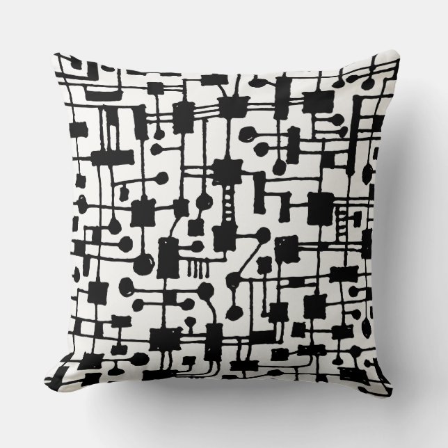 Abstract 020517 - Black on White Cushion (Front)