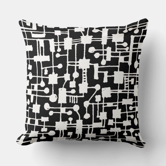 Abstract 020517 - White on Black Cushion (Front)