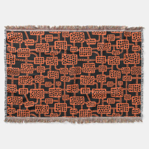 Abstract 041113 - Autumn Orange on Black Throw Blanket