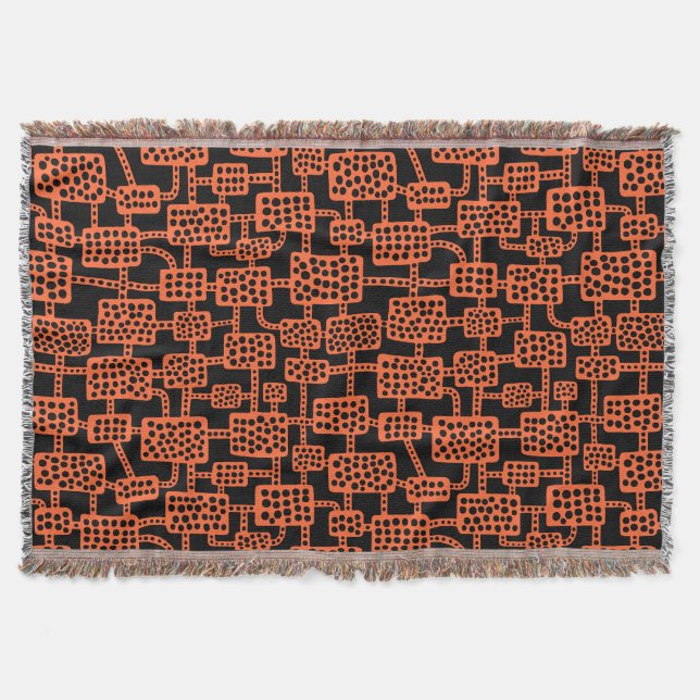 Abstract 041113 - Autumn Orange on Black Throw Blanket (Front)