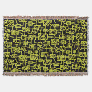 Abstract 041113 - Banana Yellow on Black Throw Blanket