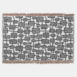 Abstract 041113 - Black on White Throw Blanket