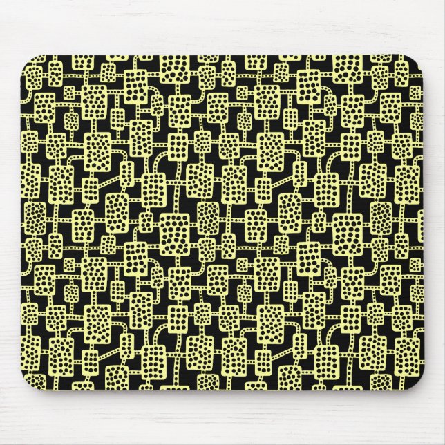 Abstract 041113 - Chalk Yellow on Black Mouse Pad (Front)