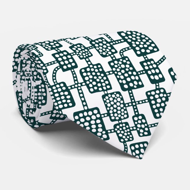 Abstract 041113 - Dark Moss Green on White Tie (Rolled)