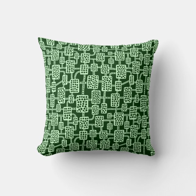 Abstract 041113 - Ghost Green on Dark Forest Green Cushion (Front)