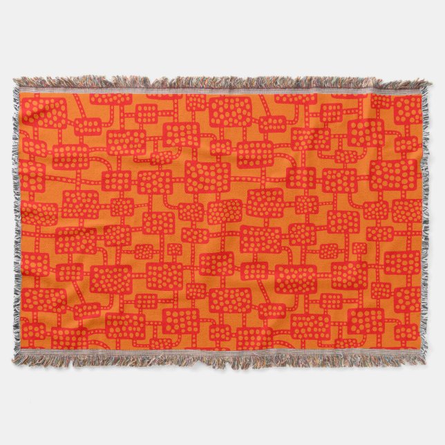 Abstract 041113 - Red on Orange Throw Blanket (Front)