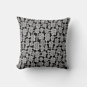 Abstract 041113 - White on Black Cushion