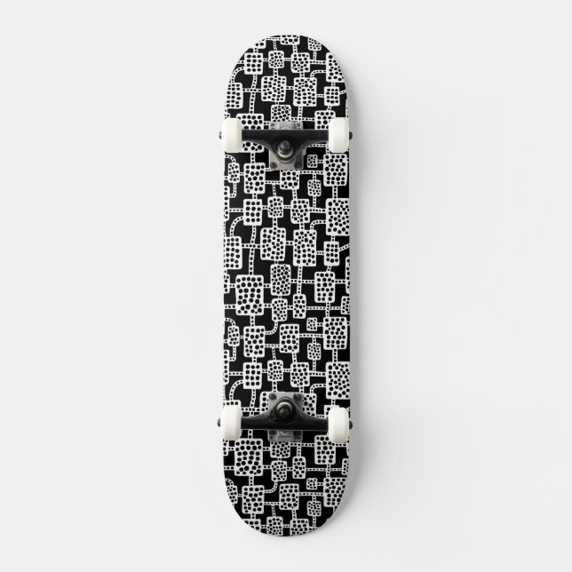 Abstract 041113 - White on Black Skateboard (Front)