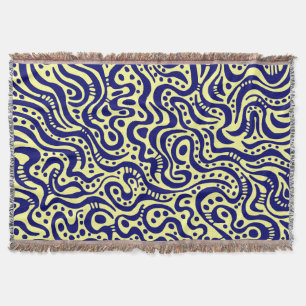 Abstract 041211 - Deep Navy Blue on Light Yellow Throw Blanket