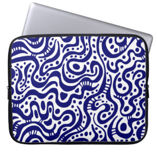Abstract 041211 - Deep Navy on White Laptop Sleeve