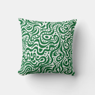 Abstract 041211 - Forest Green on White Cushion