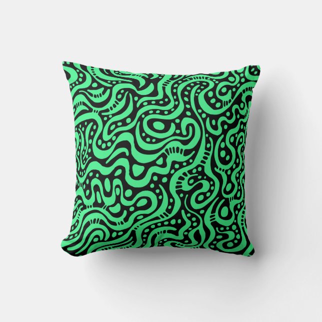 Abstract 041211 - Mint Green on Black Cushion (Front)