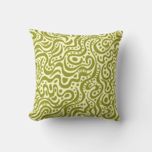 Abstract 041211 - Olive on Cream Cushion