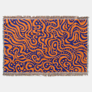 Abstract 041211 - Orange and Deep Navy Throw Blanket