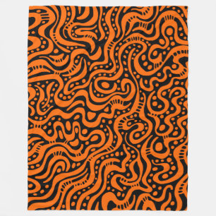 Abstract 041211 - Orange on Black Fleece Blanket