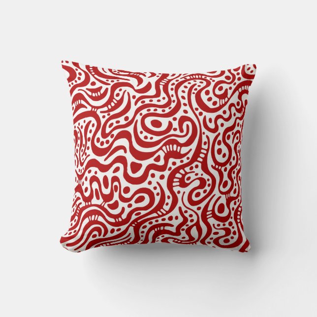 Abstract 041211 - Ruby Red on White Cushion (Front)