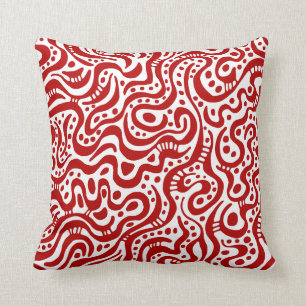 Abstract 041211 - Ruby Red on White Cushion