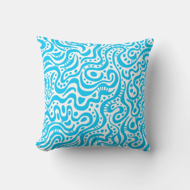 Abstract 041211 - Sky Blue on White Cushion (Front)