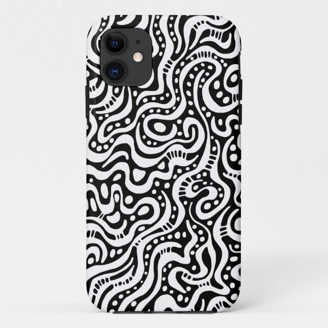 Abstract 041211 - White on Black Case-Mate iPhone Case (Back)
