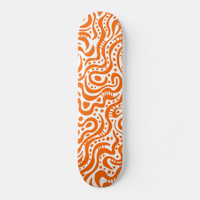 Abstract 041211v1 - Orange on White Skateboard (Front)