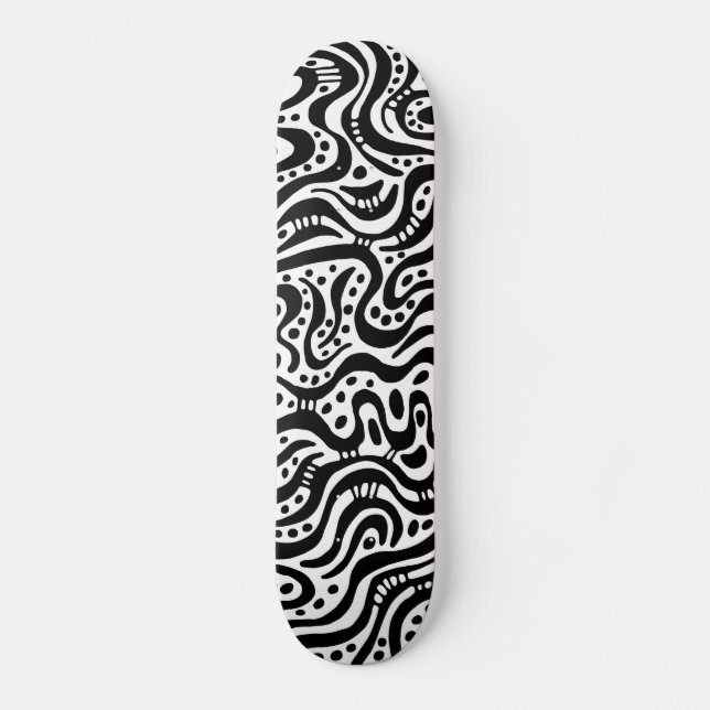 Abstract 041211v2 - Black on Wood Skateboard (Front)