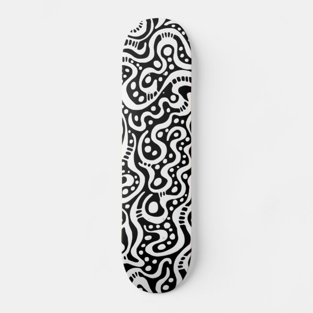 Abstract 041211v3 - White on Black Skateboard (Front)