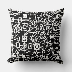 Abstract 070517 - White on Black Cushion