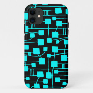 Abstract 111211 - Cyan on Black iPhone 11 Case