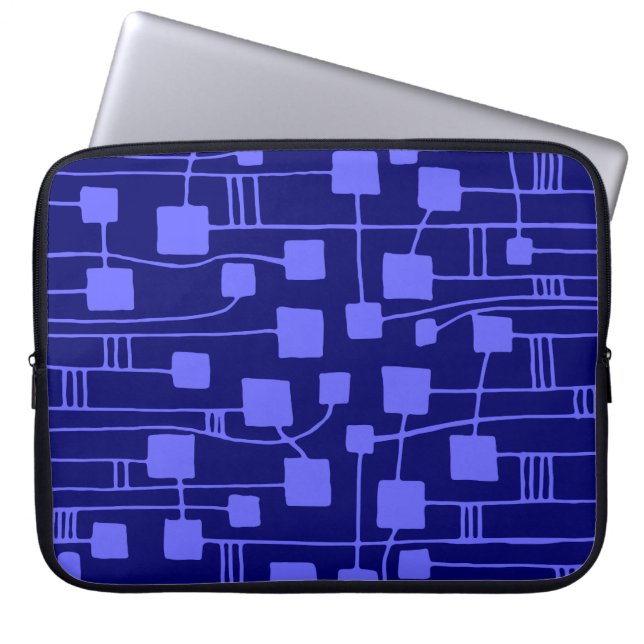 Abstract 111211 - Electric Blue on Dp Navy Laptop Sleeve (Front)