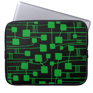 Abstract 111211 - Grass Green on Black Laptop Sleeve