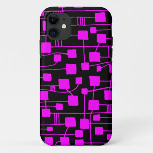 Abstract 111211 - Magenta on Black iPhone 11 Case