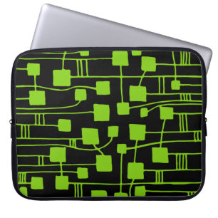 Abstract 111211 - Martian Green on Black Laptop Sleeve