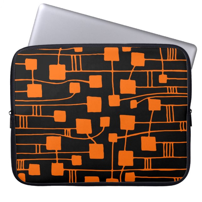 Abstract 111211 - Orange on Black Laptop Sleeve (Front)