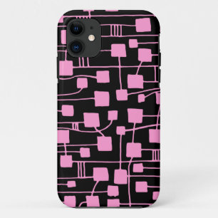 Abstract 111211 - Pink on Black iPhone 11 Case