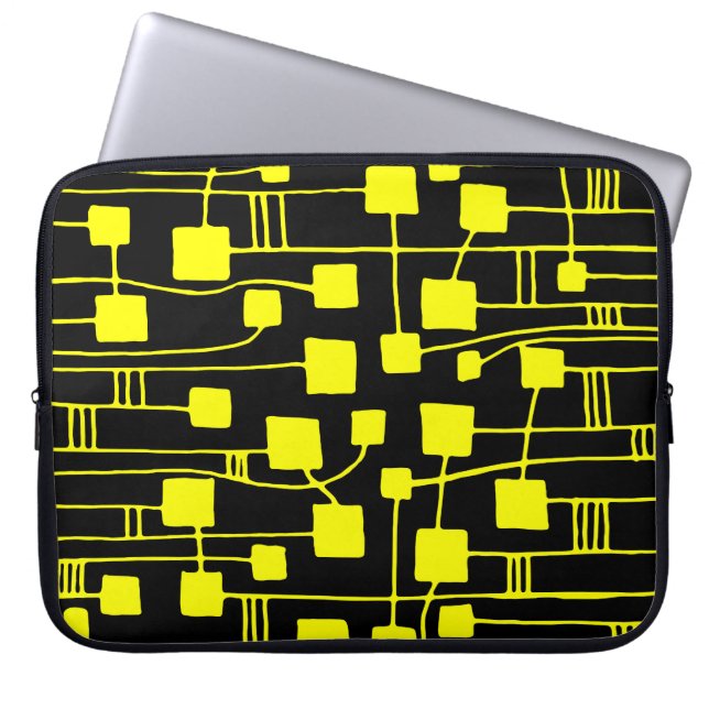 Abstract 111211 - Yellow on Black Laptop Sleeve (Front)